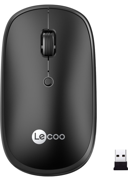 Lenovo Lecoo WS209 Dual Mod 2.4GHz WiFi + Bluetooth 6 Tuşlu 1600DPI Şarjlı Sessiz Kompakt Kablosuz Optik Mouse Siyah