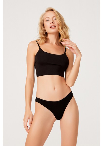 Basic Pamuklu Dantel Detaylı Kadın Tanga 3'lü Paket Külot - 3 indirimleri