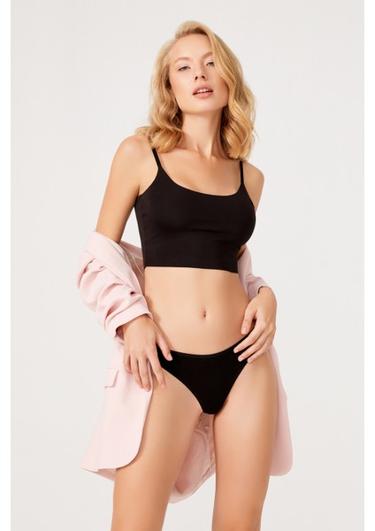 Basic Pamuklu Dantel Detaylı Kadın Tanga 3'lü Paket Külot - 3