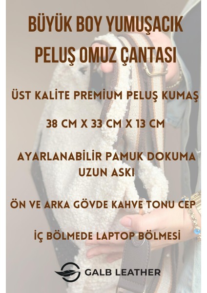 Büyük Boy Üst Kalite Yumuşak Peluş Kadın Omuz Çantası Tote Bag indirimleri