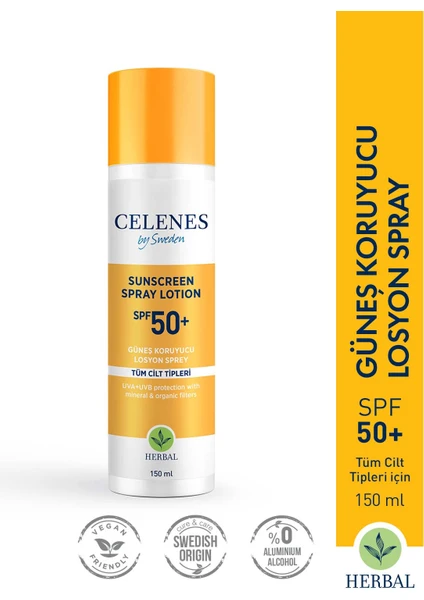 Celenes By Sweden Herbal Güneş Koruyucu Losyon Sprey 50 Spf 150 ml - Tüm Cilt Tipleri