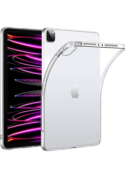 iPad Pro 6. Nesil 12.9 Inç Uyumlu Şeffaf Silikon Tablet Kılıfı Kapak Renksiz M2 12.9 Inç 2022