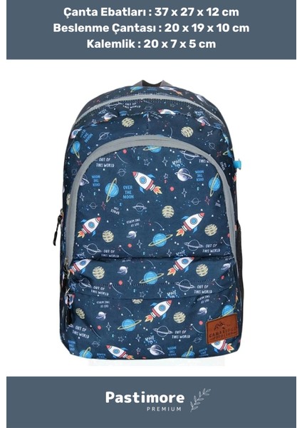 Fermuarlı Geniş 1.kalite Su Geçirmez Desenli Bölmeli Üçlü Okul Kalemlik Beslenme Sırt Çanta Seti fiyatları