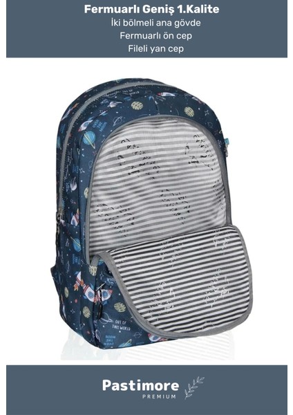 Fermuarlı Geniş 1.kalite Su Geçirmez Desenli Bölmeli Üçlü Okul Kalemlik Beslenme Sırt Çanta Seti modelleri