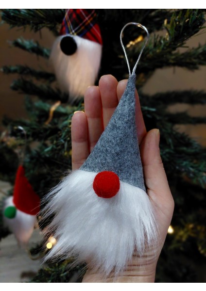 Tasarım Sentezi 3'lü Yılbaşı Büyük Boy Şans Cücesi Çam Ağaçı Süsü Dekor Noel Baba Yeni Yıl Hediye Christmas Gnome