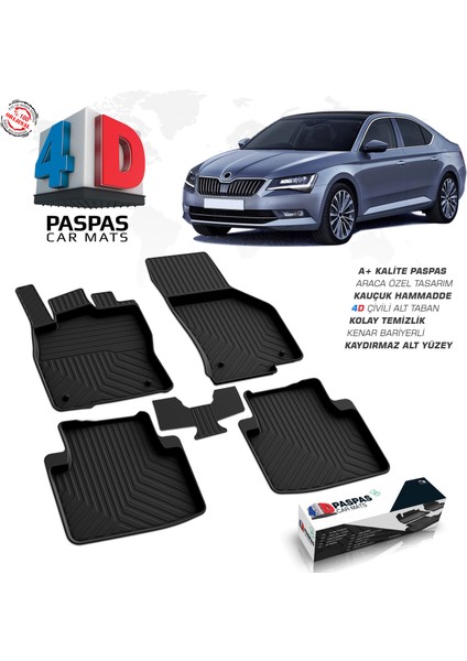 Skoda Superb 4D Havuzlu Paspas 2015-2023 A+ Kalite