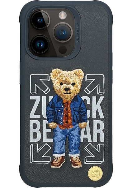 Iphone 15 Pro Uyumlu Kılıf Sevimli Ayıcık Zuckbear San Francisco Ipli Nakışlı 3D Boyutlu Polo Kumaş Yeni Moda