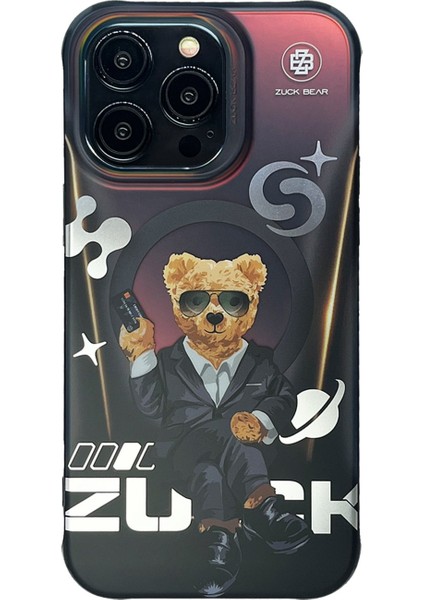 Iphone 15 Pro Max Uyumlu Gözlüklü Sevimli Ayıcık Zuckbear Matrix Berlin Boss Serisi Magsafe Kapak