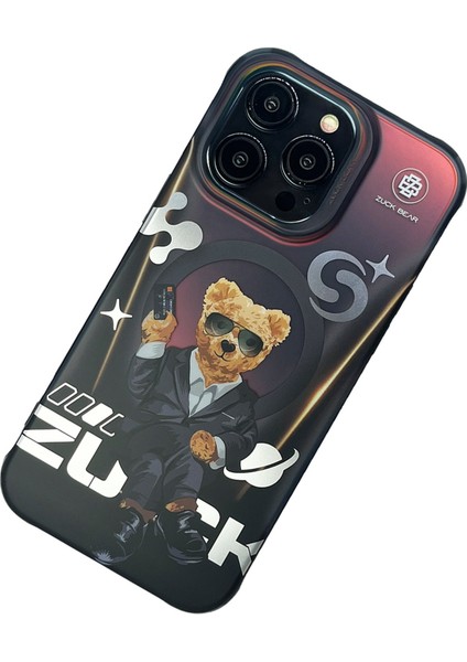 Iphone 15 Pro Max Uyumlu Gözlüklü Sevimli Ayıcık Zuckbear Matrix Berlin Boss Serisi Magsafe Kapak