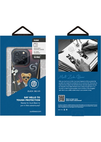 Iphone 15 Pro Max Uyumlu Gözlüklü Sevimli Ayıcık Zuckbear Matrix Berlin Boss Serisi Magsafe Kapak