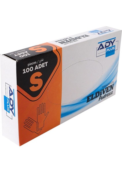 Ady Plus Pudrasız Yeni Nesil Eldiven 100'LÜ Beyaz S 12 Paket