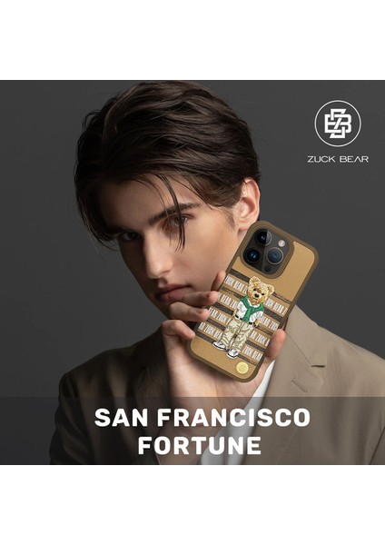 Iphone 15 Pro Uyumlu Kılıf Sevimli Ayıcık Zuckbear San Francisco Ipli Nakışlı 3D Boyutlu Polo Kumaş Yeni Moda modelleri