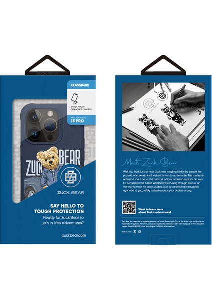 Iphone 15 Pro Uyumlu Kılıf Sevimli Ayıcık Zuckbear San Francisco Ipli Nakışlı 3D Boyutlu Polo Kumaş Yeni Moda fırsatları