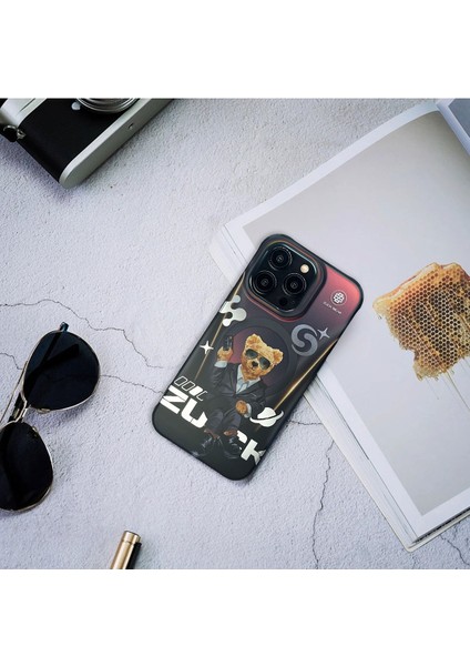 Iphone 15 Pro Uyumlu Gözlüklü Sevimli Ayıcık Zuckbear Matrix Berlin Boss Serisi Magsafe Kapak modelleri