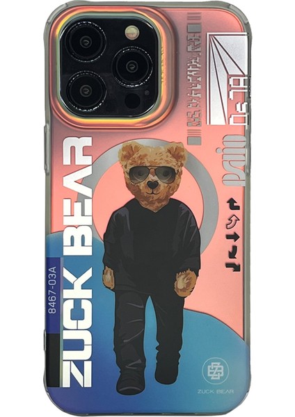 Iphone 15 Pro Max Uyumlu Gözlüklü Sevimli Ayıcık Zuckbear Matrix Berlin Boss Serisi Magsafe Kapak