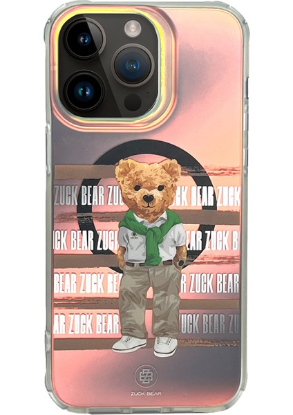Apple Iphone 15 Pro Max Kılıf Nostalji Sevimli Ayıcık Zuckbear California Cool Serisi Magsafe Kapak