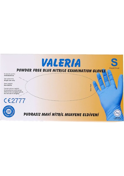 Valeria Nitril Muayene Eldiveni 100'LÜ Mavi S 10 Paket