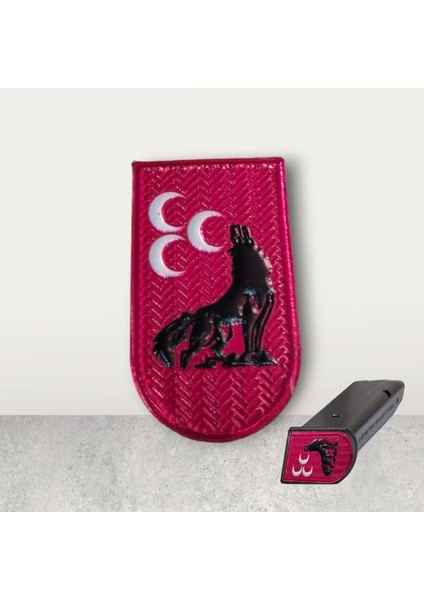 Asker Vadisi Pvc Şarjör Altı 2,5 x 4 cm / 3D Üç Hilal Bozkurt Sticker 5 Adet