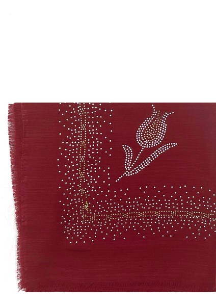 Taş Işlemeli Flamlı Yazma Gül Desenli Eşarp 100X100CM fiyatları