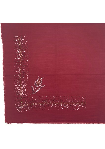 Taş Işlemeli Flamlı Yazma Gül Desenli Eşarp 100X100CM fırsatları