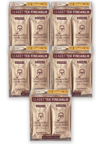 Tek Fincalık Türk Kahvesi 6 gr x 12 Adet x 5 Paket