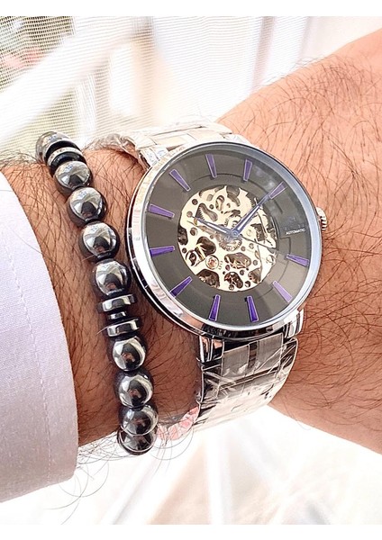 Gümüş Renk Çelik Kordon Pilsiz Wip Otomatik Erkek Kol Saati+Bileklik fiyatları