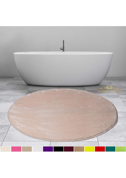 Elite Vizon 120X120 cm Yuvarlak Peluş Banyo Paspası Kaymaz Taban Pufidik Banyo Halısı