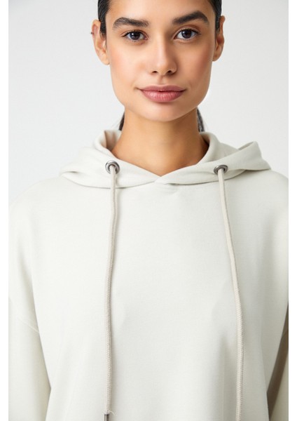 Taş Kapüşonlu Yumuşak Dokulu Crop Sweatshirt Cropped Sweat fiyatları