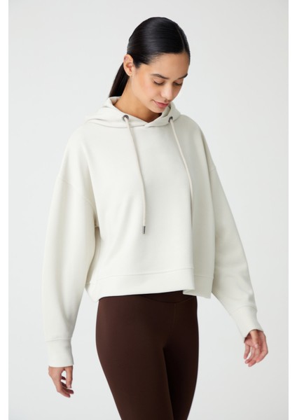 Taş Kapüşonlu Yumuşak Dokulu Crop Sweatshirt Cropped Sweat indirimleri