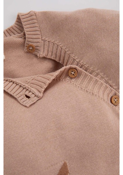 Kız Bebek Tilki Desenli Kazak Alt Pamuklu Triko 2'li Takım indirimleri