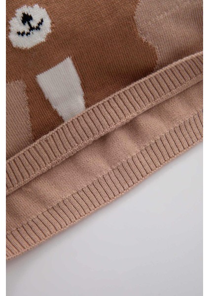 Kız Bebek Tilki Desenli Kazak Alt Pamuklu Triko 2'li Takım