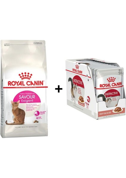 Savour Exigent Kuru Kedi Maması 10 kg + 12 Adet Royal Canin Instinctive gravy Yaş Kedi Maması 85 gr