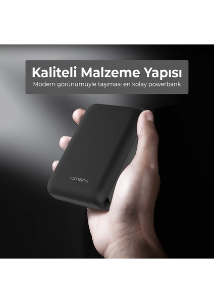 OMPB015 10000MAH Type-C ve USB Çift Çıkışlı Pd 20W Hızlı Şarj Destekli Mini Powerbank