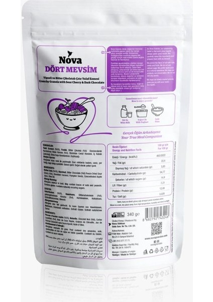 Mix Paket 1 (Kakao, Muz ve Fındıklı-Vişneli ve Bitter Çikolatalı-Bademli ve Çilekli) 340 gr x 3