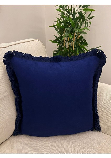 Tuğçe Demir Home Desıgn Lacivert Fitil Kenar Dekoratif Kırlent İç Dolgulu 43X43