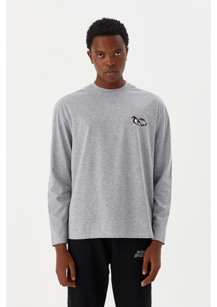 Erkek T-Shirt Uzun Kollu Gri M500226 modelleri