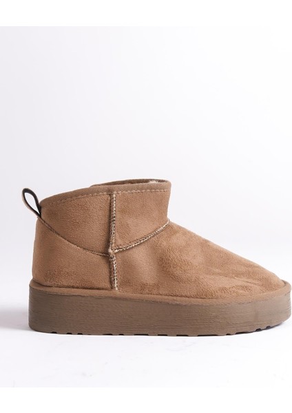 Kalın Tabanlı Yuvarlak Burunlu Kürklü Kısa Kadın Bot