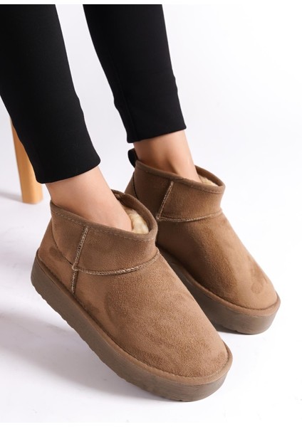 Kalın Tabanlı Yuvarlak Burunlu Kürklü Kısa Kadın Bot fırsatları