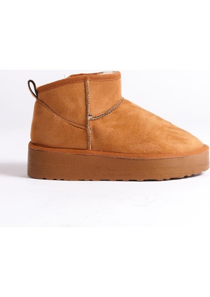 Kalın Tabanlı Yuvarlak Burunlu Kürklü Kısa Kadın Bot