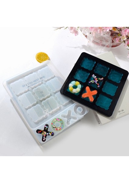 Tic Tac Toe Oyunu Reçine Kalıpları Silikon Xo Satranç Tahtası Epoksi Reçine Kalıp Dıy Zanaat Çocuklar ve Yetişkinler Için (Yurt Dışından)