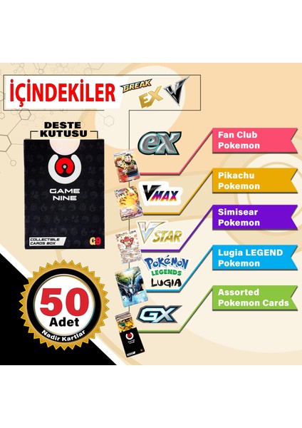 Güçlü Pokemon Kart Uyumlu GAMENINE Destesi Vmax V Gx Ex Legend Break Unıon