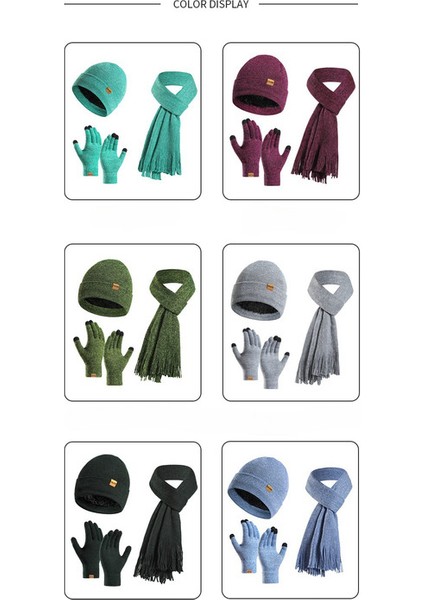 Erkek ve Kadın Sonbahar ve Kış Kadife Örme Şapka 3 Parçalı Set (Yurt Dışından)
