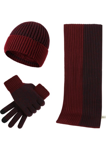 Erkek ve Kadın Sıcak Şapka ve Atkı 3 Parçalı Set (Yurt Dışından)