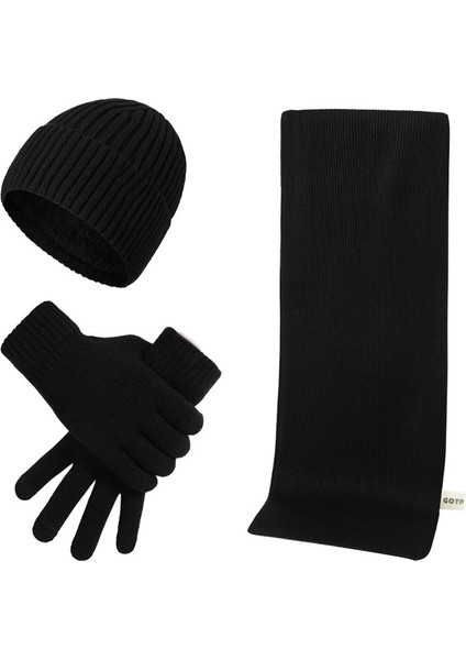 Erkek ve Kadın Kışlık Polar Örme Şapka 3 Parçalı Set (Yurt Dışından)