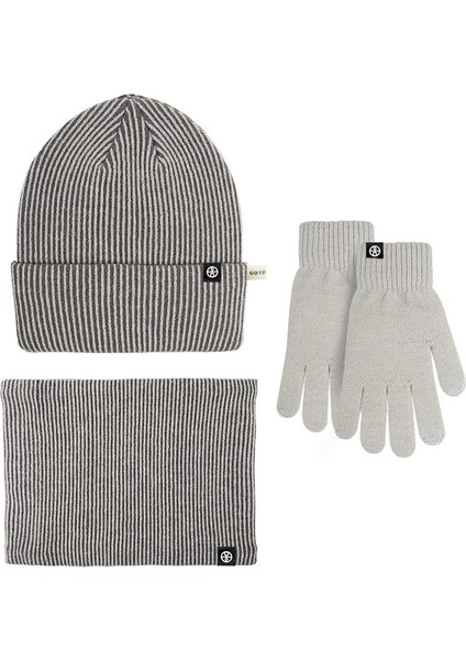 Erkek ve Kadın Kışlık Kadife Sıcak Örme Şapka 3 Parçalı Set (Yurt Dışından)