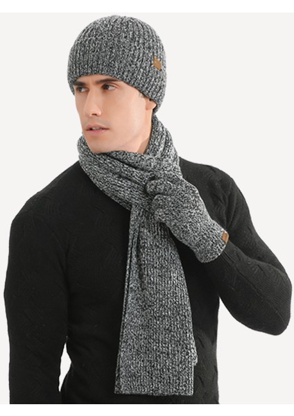 Erkek ve Kadın Kışlık Polar Örme Şapka 3 Parçalı Set (Yurt Dışından)