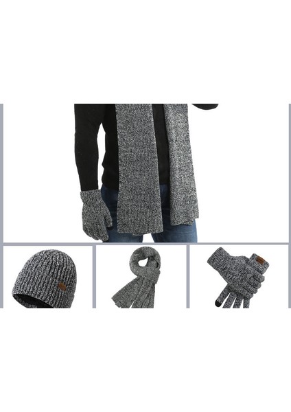 Erkek ve Kadın Kışlık Polar Örme Şapka 3 Parçalı Set (Yurt Dışından)