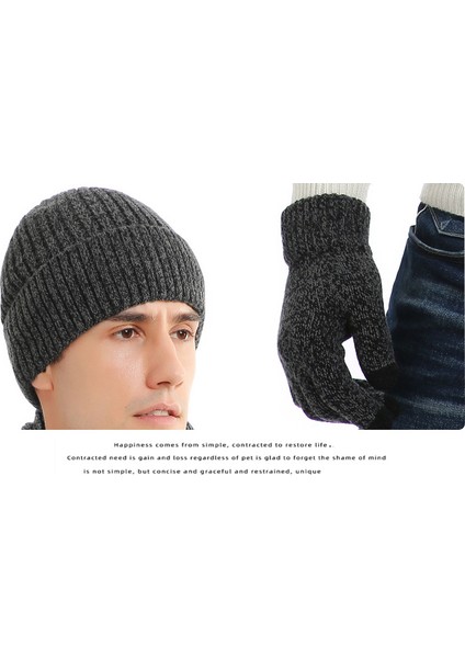 Erkek ve Kadın Kışlık Polar Örme Şapka 3 Parçalı Set (Yurt Dışından)