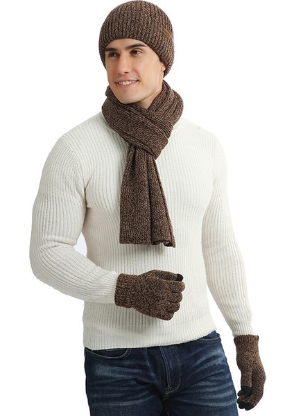 Erkek ve Kadın Kışlık Polar Örme Şapka 3 Parçalı Set (Yurt Dışından)