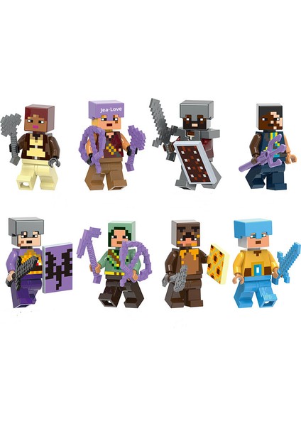JeaLove Jea Love Minecraft 8 Parçalı Aksiyon Figürü Seti (Yurt Dışından)